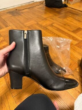 Marc Fisher Black Ankle Booties with Gloss Cap Toe